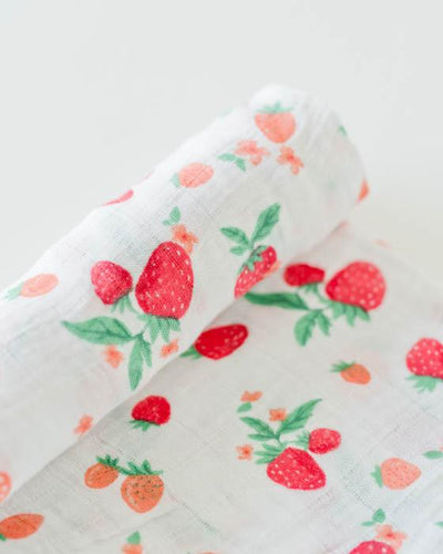 Little Unicorn - Cotton Muslin Baby Swaddle - Strawberry