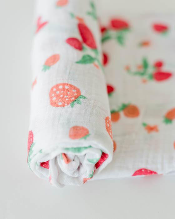 Little Unicorn - Cotton Muslin Baby Swaddle - Strawberry