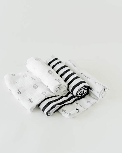 Little Unicorn - Cotton Muslin Baby Swaddle (Set 3) - Black & White