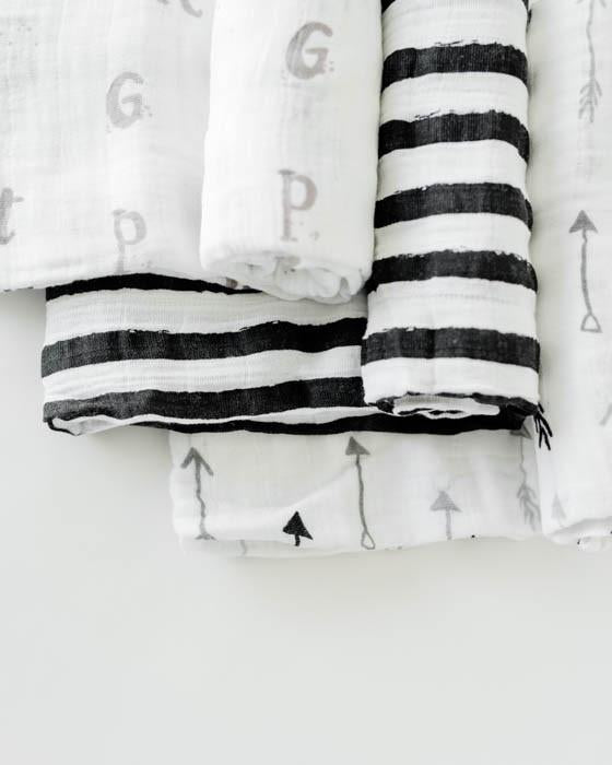 Little Unicorn - Cotton Muslin Baby Swaddle (Set 3) - Black & White