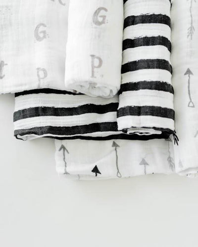 Little Unicorn - Cotton Muslin Baby Swaddle (Set 3) - Black & White