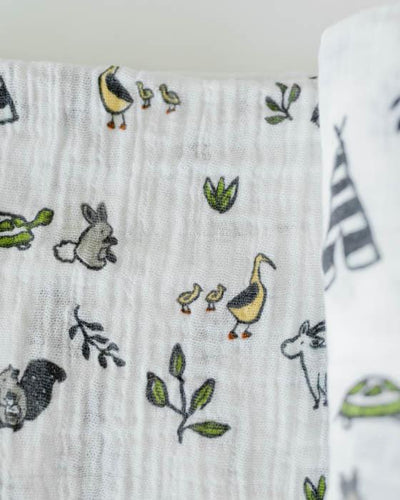 Little Unicorn - Cotton Muslin Baby Swaddle - Forest Friends