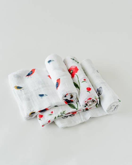 Little Unicorn - Cotton Muslin Baby Swaddle (Set 3) - Summer Poppy