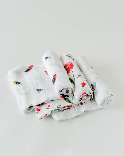 Little Unicorn - Cotton Muslin Baby Swaddle (Set 3) - Summer Poppy