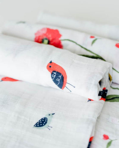 Little Unicorn - Cotton Muslin Baby Swaddle (Set 3) - Summer Poppy