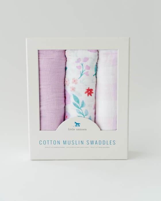 Little Unicorn - Cotton Muslin Baby Swaddle (Set 3) - Morning Glory