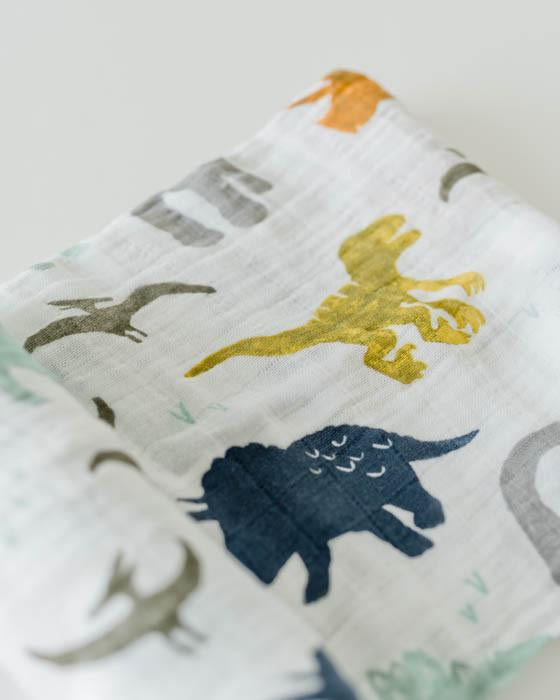 Little Unicorn - Cotton Muslin Baby Swaddle - Dino Friends