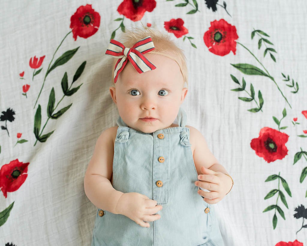 Little Unicorn - Photo Blanket Swaddle & Milestone Set - Summer Poppy
