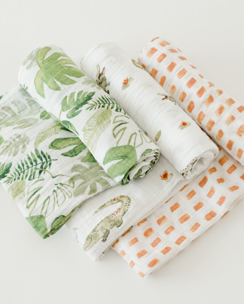 Little Unicorn - Cotton Muslin Baby Swaddle (Set 3) - Gators