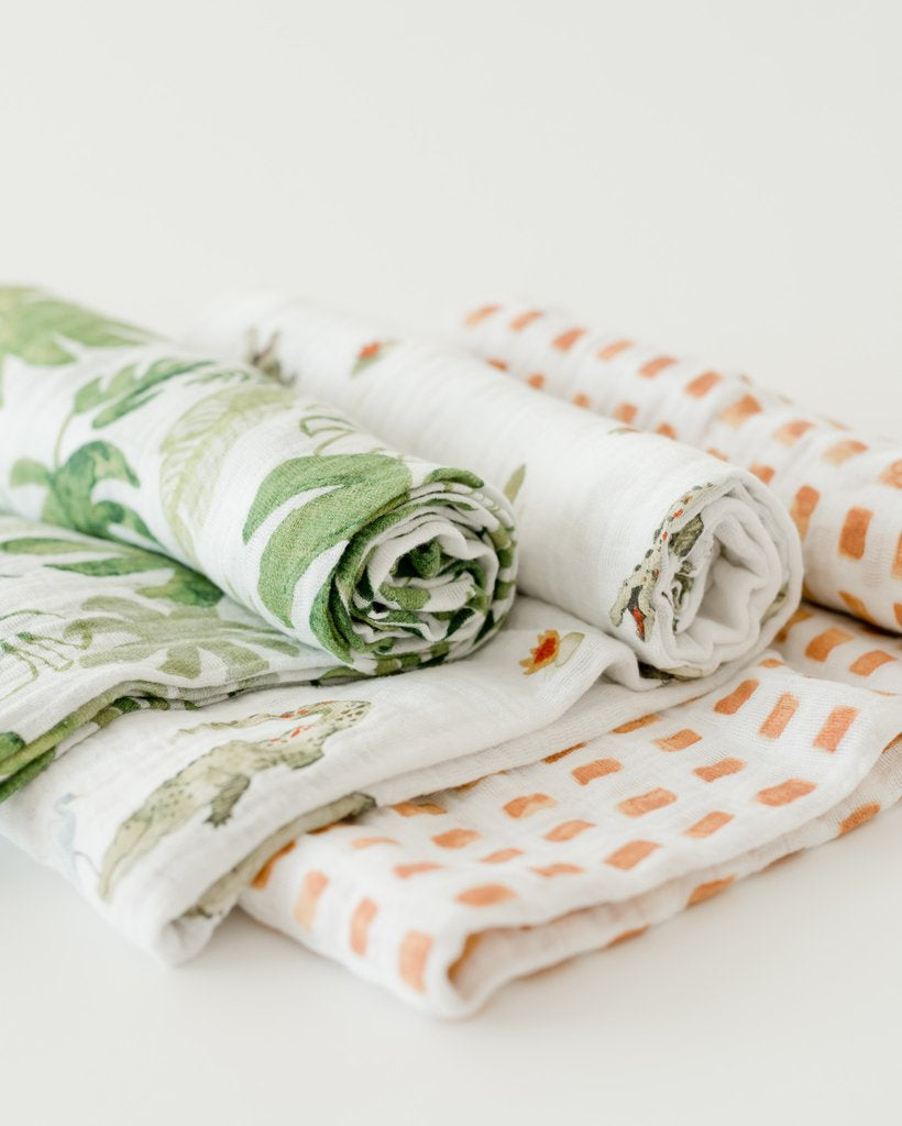 Little Unicorn - Cotton Muslin Baby Swaddle (Set 3) - Gators