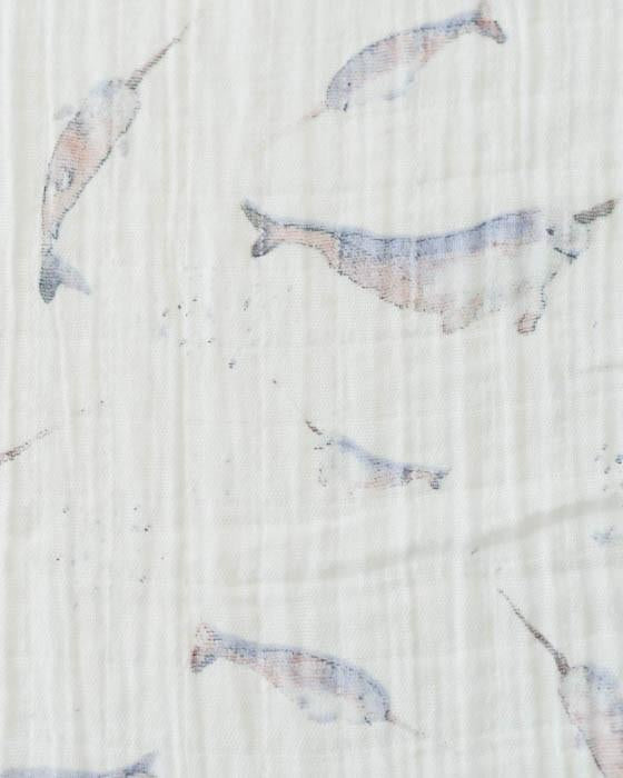 Little Unicorn - Cotton Muslin Baby Swaddle - Narwhal