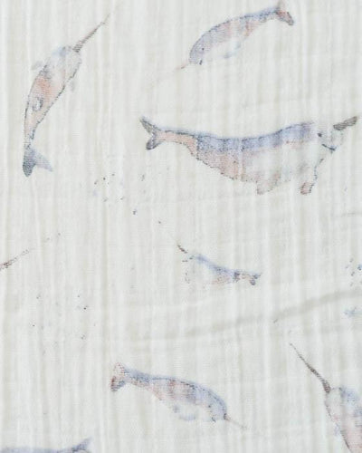 Little Unicorn - Cotton Muslin Baby Swaddle - Narwhal