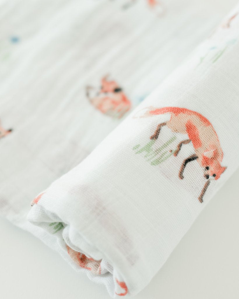 Little Unicorn - Cotton Muslin Baby Swaddle - Fox