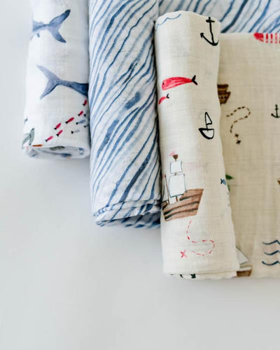 Little Unicorn - Cotton Muslin Baby Swaddle (Set 3) - Shark
