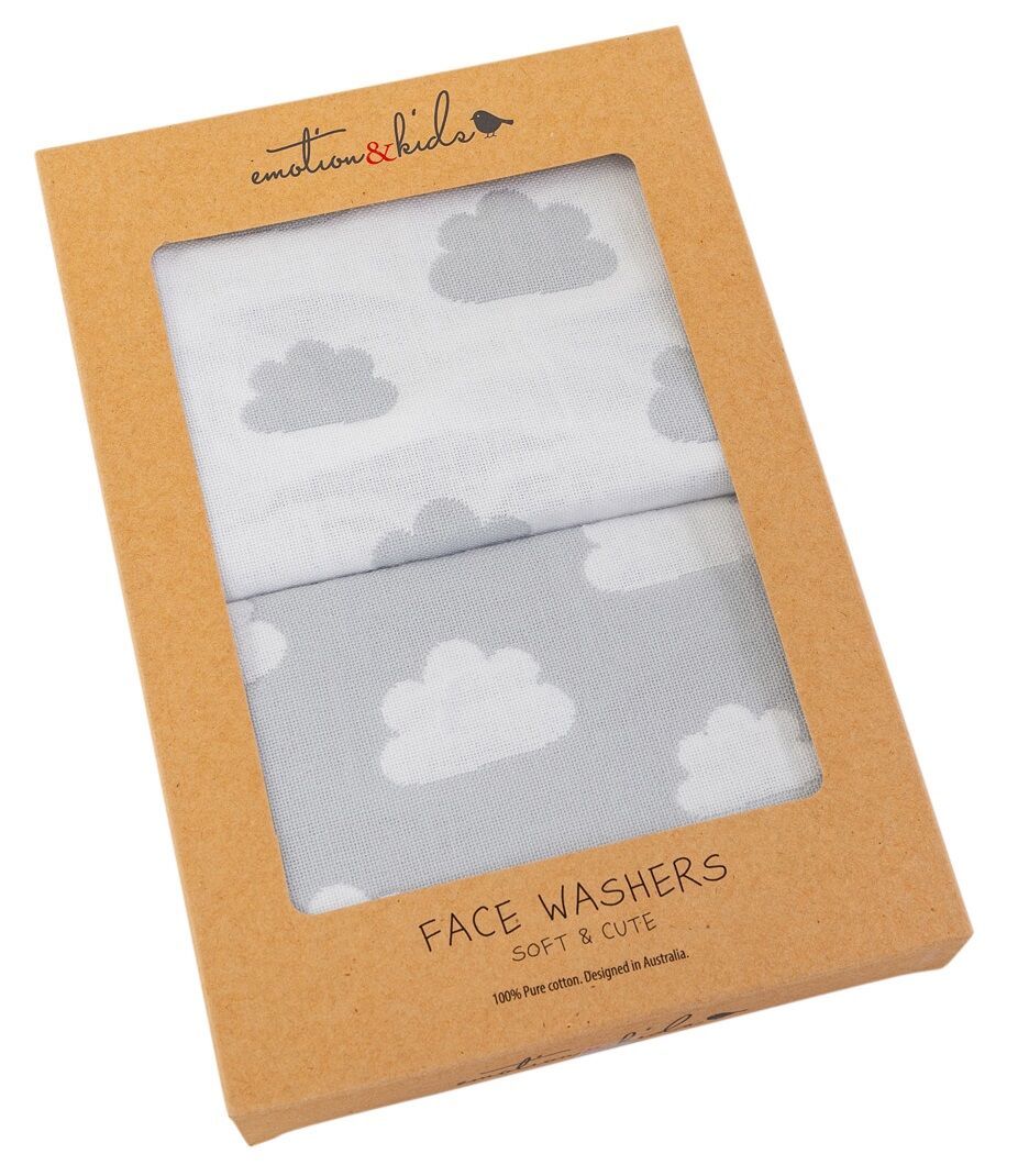 Emotion & Kids - Wash Cloth Set - Grey Cloud