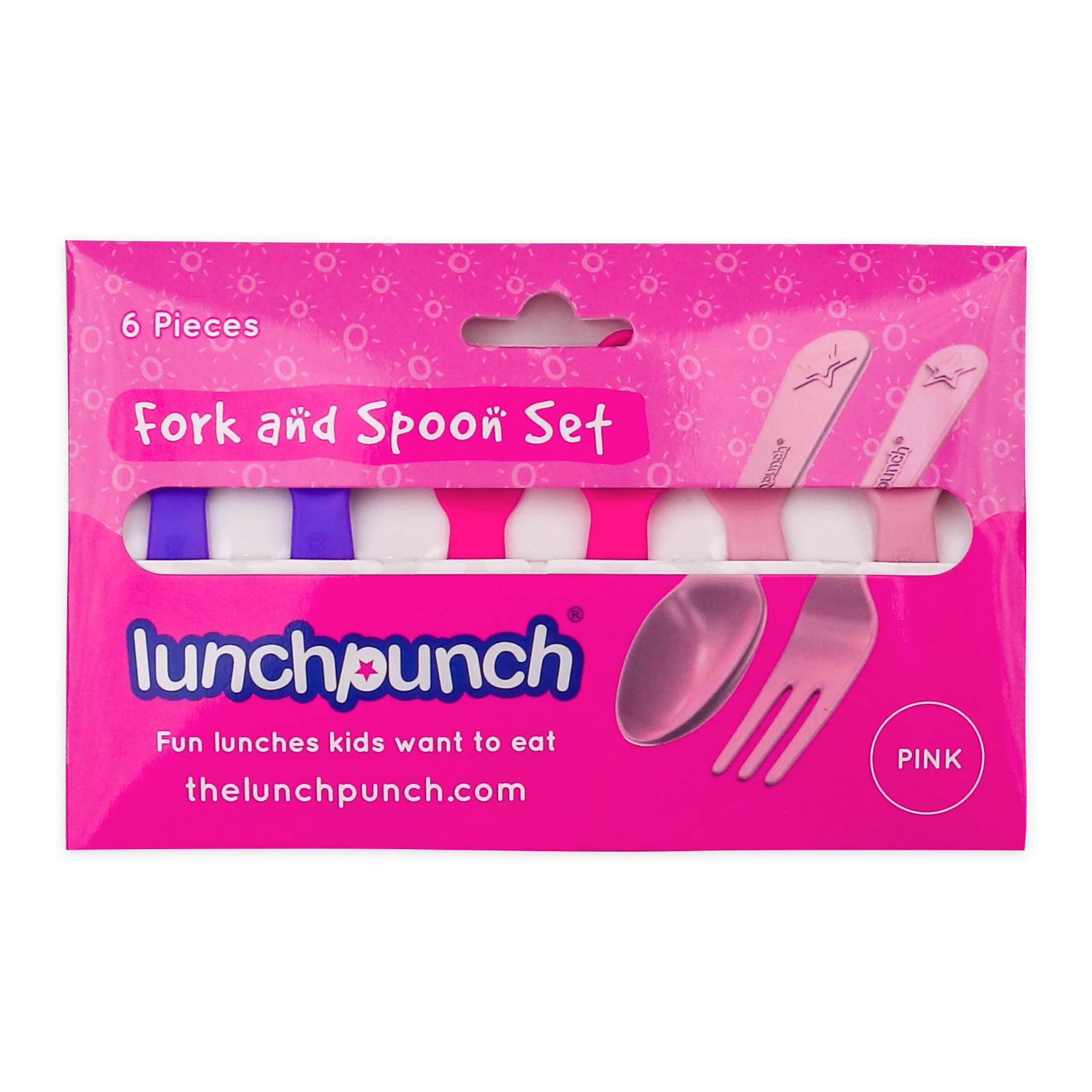 Lunch Punch Fork and Spoon Set - Pink