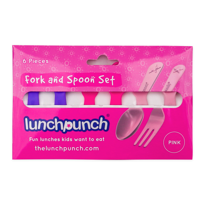 Lunch Punch Fork and Spoon Set - Pink
