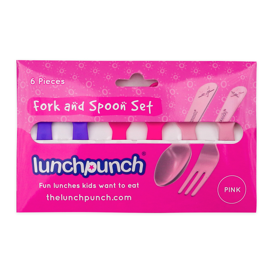 Lunch Punch Fork and Spoon Set - Pink