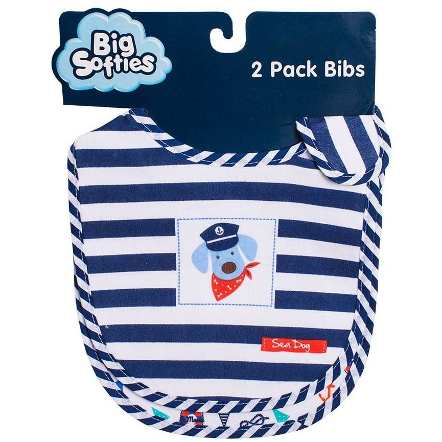 Bibs Side Closing Sea Dog (2 Pk) - Clothing - Big Softies - Afterpay - Zippay Carry Them Close