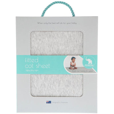All4Ella - Fitted Jersey Cot Sheet - Marle Grey - Bedding - All4Ella - Afterpay - Zippay Carry Them Close