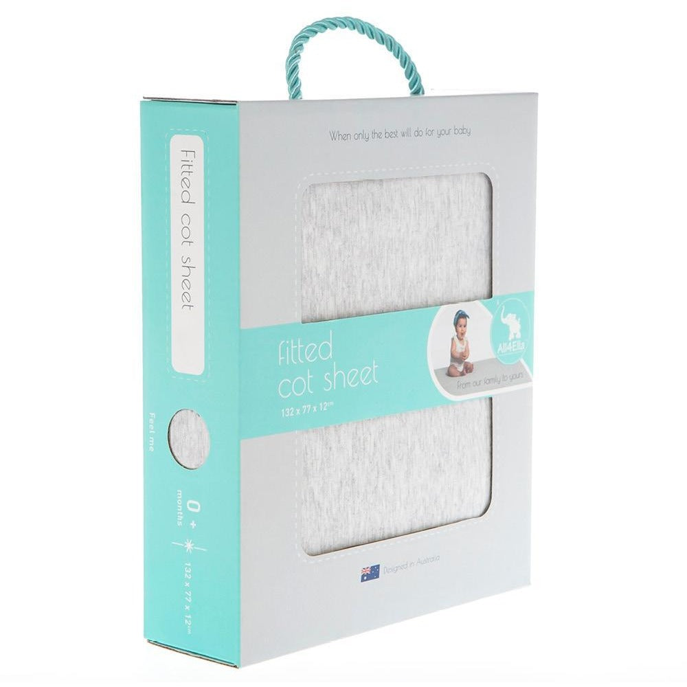 All4Ella - Fitted Jersey Cot Sheet - Marle Grey - Bedding - All4Ella - Afterpay - Zippay Carry Them Close