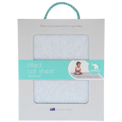 All4Ella - Fitted Jersey Cot Sheet - Marle Blue - Bedding - All4Ella - Afterpay - Zippay Carry Them Close