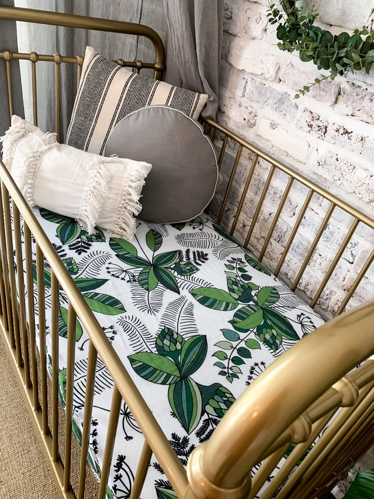Pop Ya Tot - Cotton Muslin Cot Sheet - Green is Life