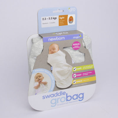 Grobag Newborn Swaddle (Light Weight) - Grey Marl - swaddle - The Gro Company - Afterpay - Zippay Carry Them Close