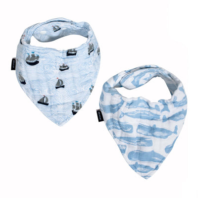 Bebe Au Lait - Muslin Bandana Bibs (2pk) - High Seas & Moby