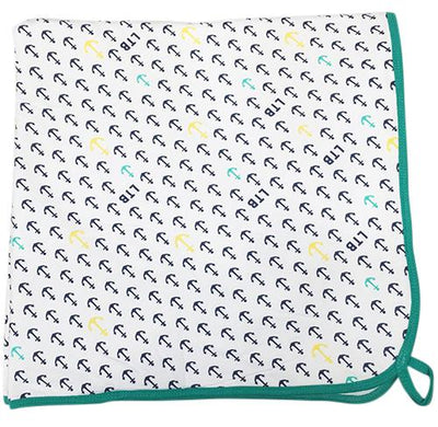 Little Turtle Baby - Hooded Towel - Anchors (Green)