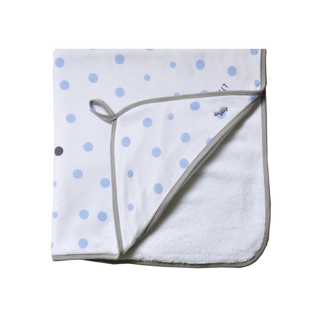 Little Turtle Baby - Hooded Towel - Pale Blue & Grey Spots