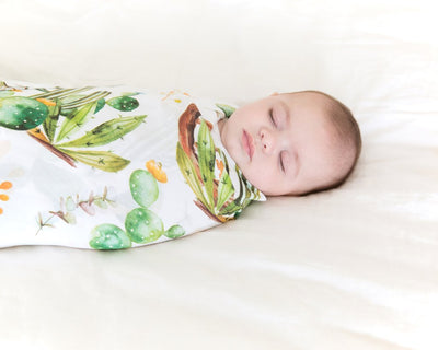 Posh Peanut - Bamboo Baby Swaddle Set - Cactus & Wooden Wheel