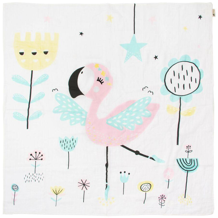 Kippins - Organic Cotton Story Print Muslin Swaddle - Coco - swaddle - Kippins - Afterpay - Zippay Carry Them Close