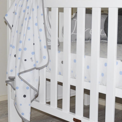 Little Turtle Baby - Stretch Jersey Swaddle - Pale Blue and Grey Spots