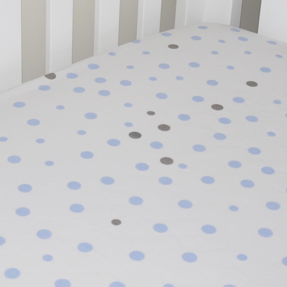Little Turtle Baby - Fitted Cot Sheet - Pale Blue & Grey Spots