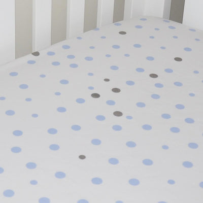 Little Turtle Baby - Fitted Cot Sheet - Pale Blue & Grey Spots