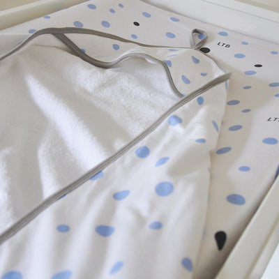 Little Turtle Baby - Hooded Towel - Pale Blue & Grey Spots