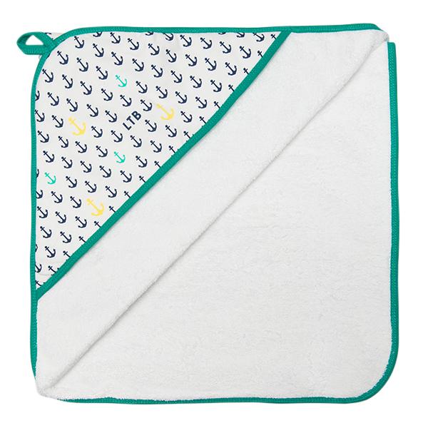 Little Turtle Baby - Hooded Towel - Anchors (Green)
