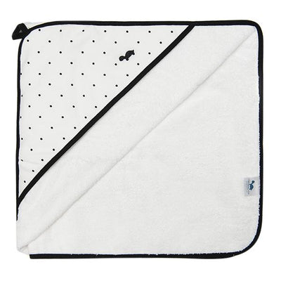 Little Turtle Baby - Hooded Towel - White with Black Dots