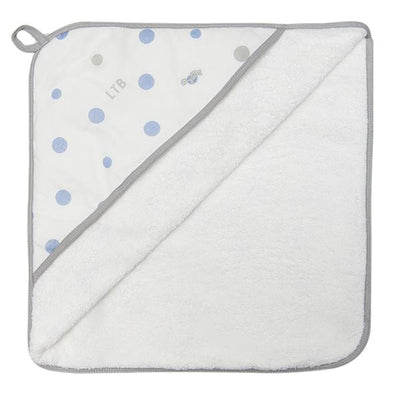 Little Turtle Baby - Hooded Towel - Pale Blue & Grey Spots