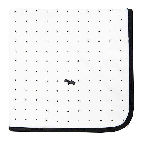 Little Turtle Baby - Stretch Jersey Swaddle - Black & White Spots