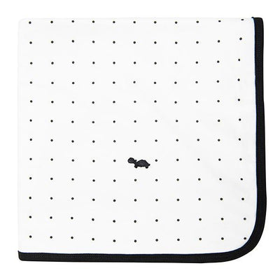 Little Turtle Baby - Stretch Jersey Swaddle - Black & White Spots