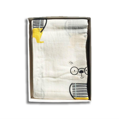 Di Lusso Living - Muslin Baby Swaddle Wrap - Mr. Bear