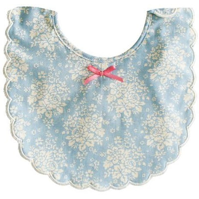 Alimrose - Scallop Bib Blue Pink Ribbon