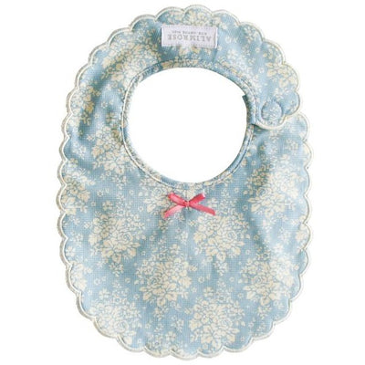 Alimrose - Scallop Bib Blue Pink Ribbon