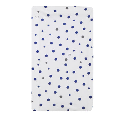 Little Turtle Baby - Changing Pad Cover - Navy Blue & Grey Spots