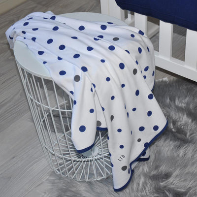 Little Turtle Baby - Stretch Jersey Swaddle - Navy Blue and Grey Spots