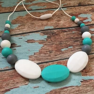 Oval and Gumball Bead Necklace - Teething Necklace - Nature Bubz - Afterpay - Zippay Carry Them Close