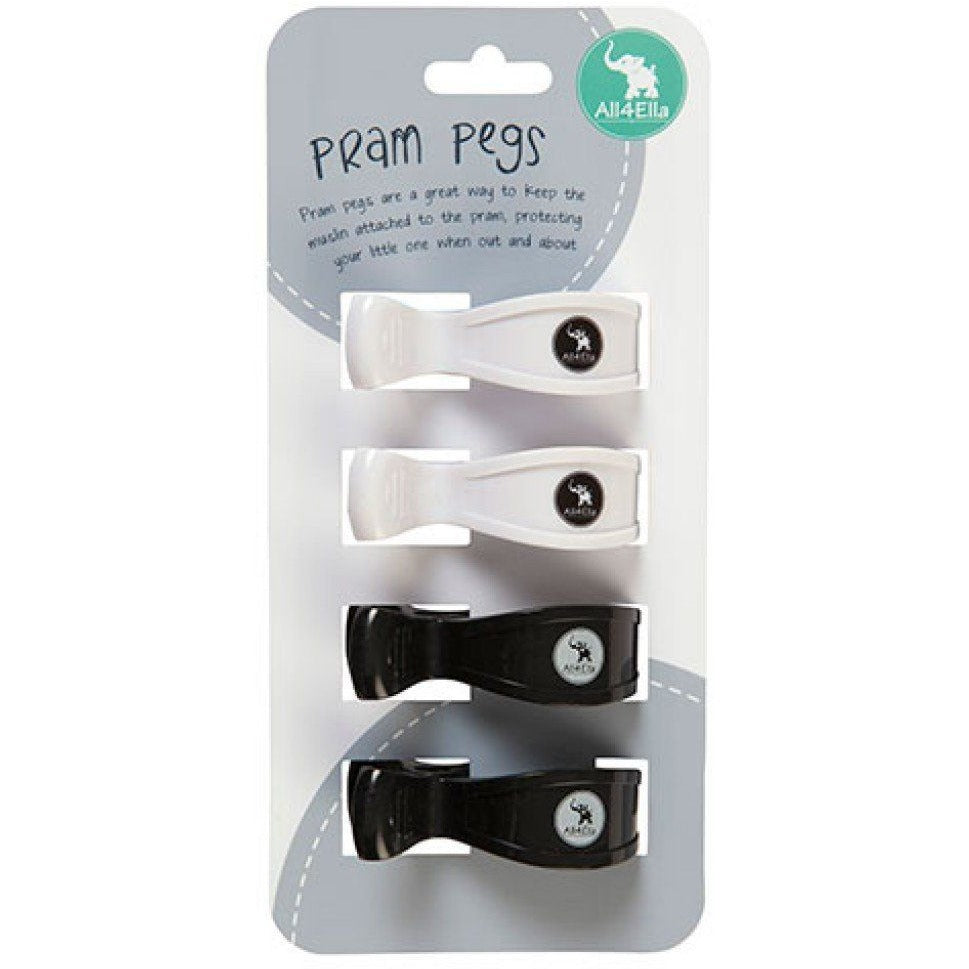 All4Ella Pram Pegs (4set) - Black / White - Accessories - All4Ella - Afterpay - Zippay Carry Them Close