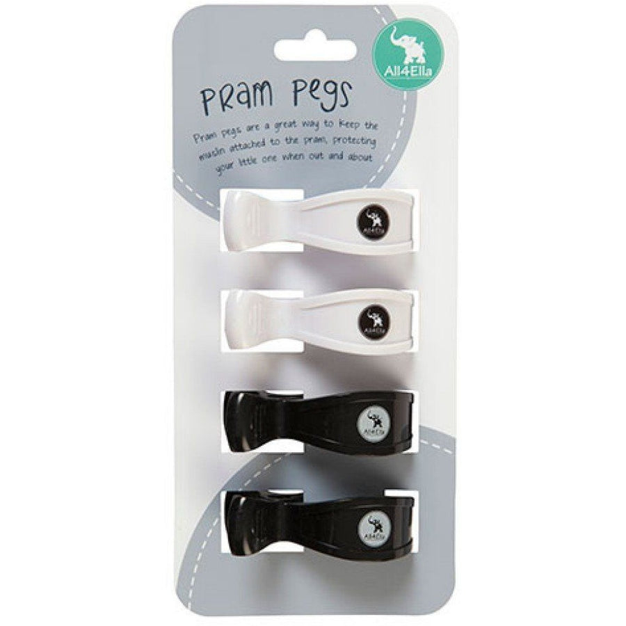All4Ella Pram Pegs (4set) - Black / White - Accessories - All4Ella - Afterpay - Zippay Carry Them Close